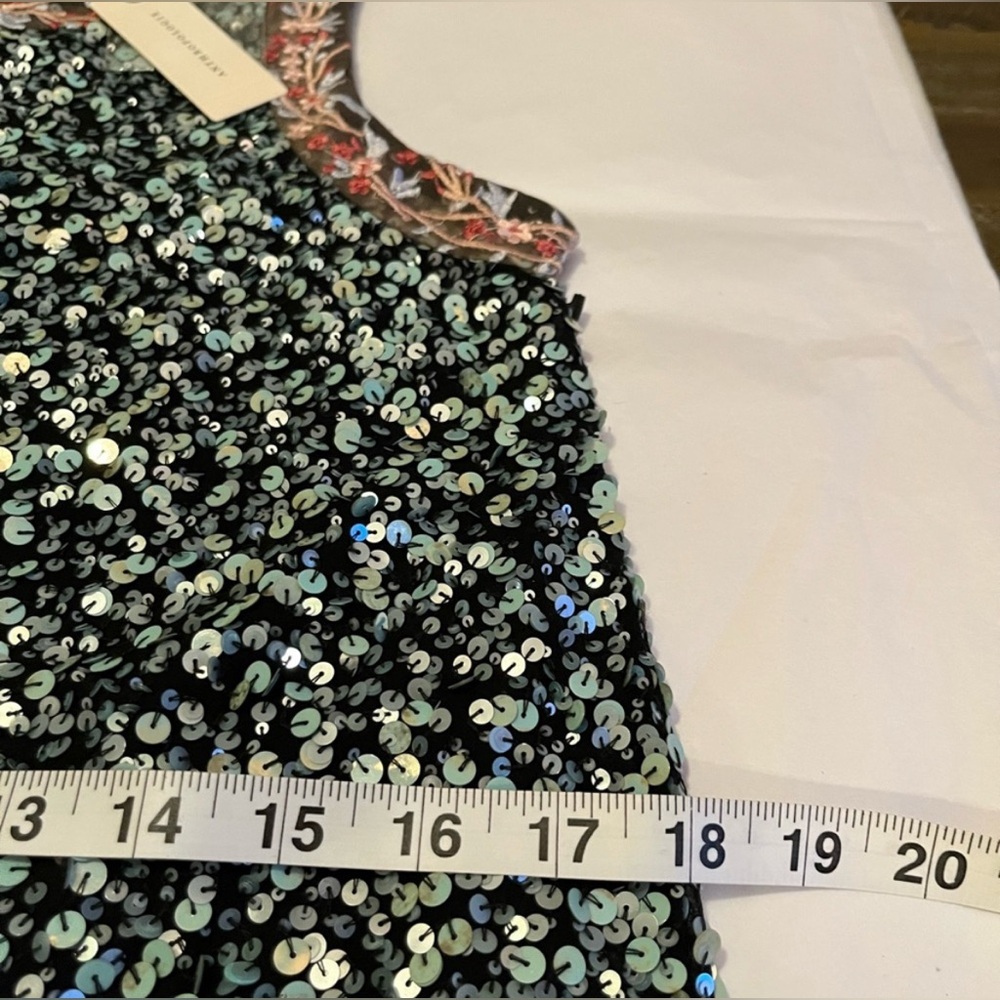 🪩NWT Anthropologie Astronomy Sequin Dress by Varun Bahl Embroidered Top Size 4 - Picture 13 of 13